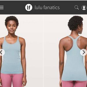 Lululemon Ebb To Street Tank Top II Sz 4 Blue Cast Built in Bra Layering Yoga